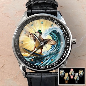 Relojes únicos para hombre, reloj de pato, reloj de pulsera unisex, reloj de olas oceánicas, relojes atemporales, regalo de viaje, para mujer y hombre, reloj