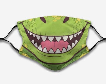 Dinosaur Mask - Green Dino Face Cover - Halloween Costume Half Mask for Kids