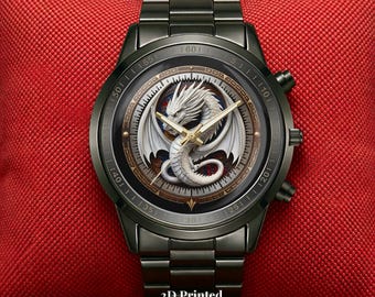 White Imperial Dragon Watch - Gothic Fantasy Leather | Gift for Him