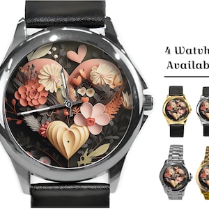 Floral Watch, Women’s Watch, Flower Wristwatch, Unique Watches, Unisex Watch, Beautiful 3D Effect, Flower Art, Printed Watch, Gift for Wife