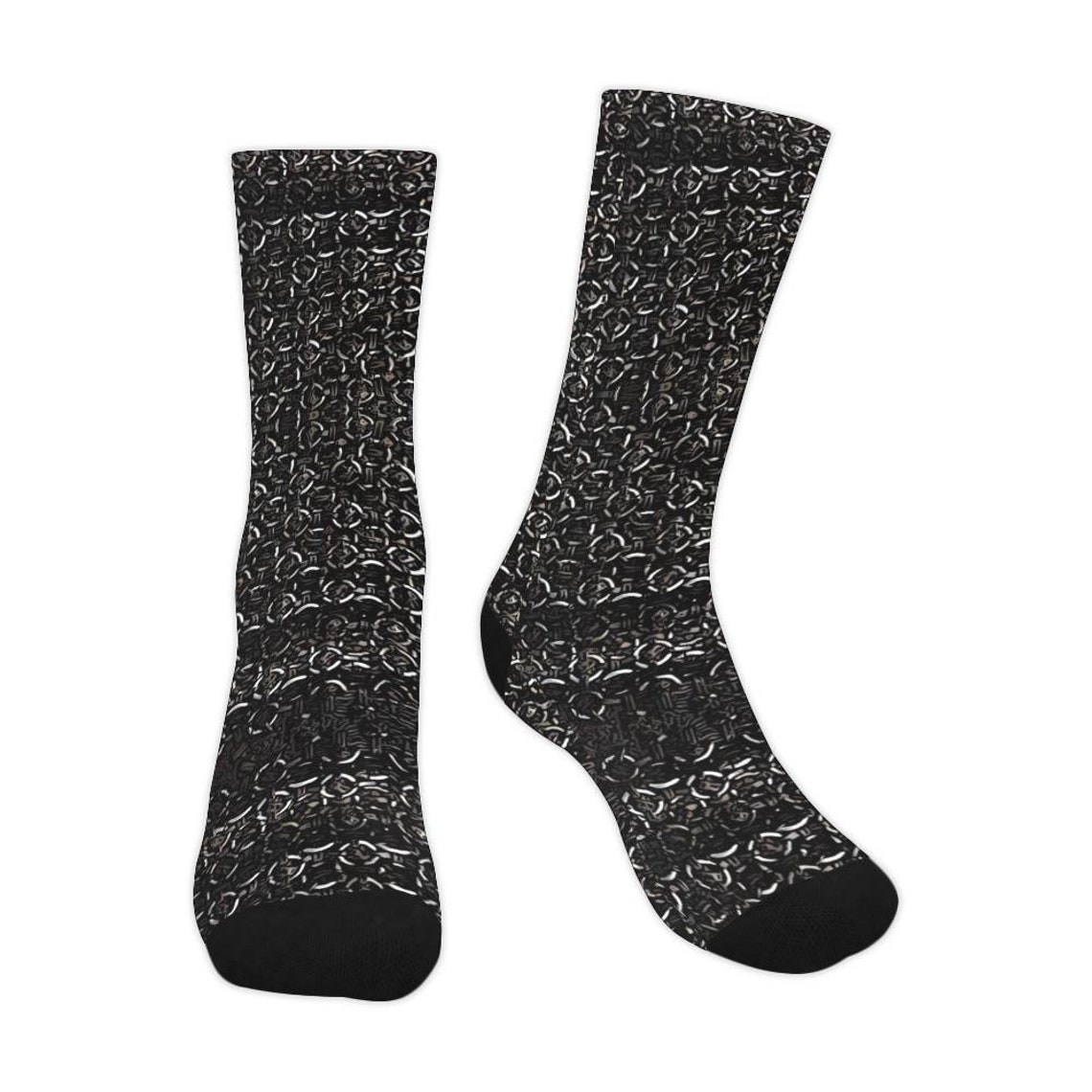 Viking Chainmail Socks Foot Armor Printed Crew Socks for Men Etsy