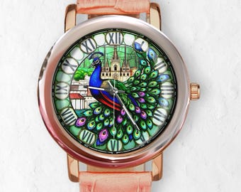Peacock Wristwatch, Unisex Time Piece, Detailed Watch Face  display picture 2