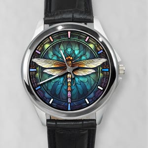 Watches for Women, Dragon Fly Gift, Unique Watches, Unisex Wristwatch, Colorful Hour Marks, Gold Watch, Silver Watch, Watch for Men & Women