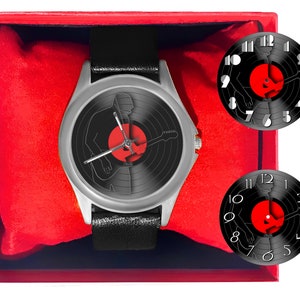 Vinyl Record Guitar Player Watch: Retro Music Lover Gift