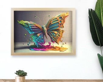 Framed Puzzle, Butterfly Puzzle, Butterfly Wall Art, Painted Butterfly, Abstract Wall Decor, Wood Jigsaw Puzzle, Unique Puzzles, Desk Decor