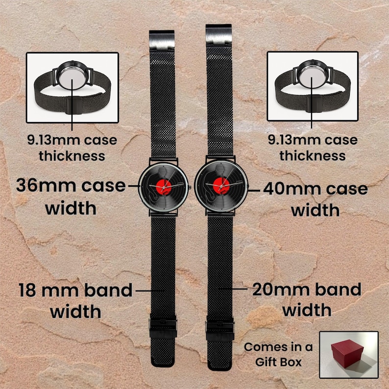 Vinyl record guitar watch, music lover gift, retro art wristwatch for men and women, Music Fandom watches image 2