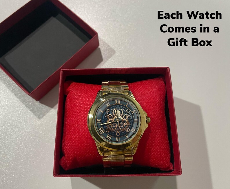 Octopus Watch: Personalized Stainless Steel & Leather Timepiece Gold Stainless Steel