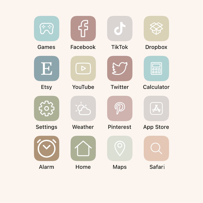 50 Neutral Aesthetic iPhone ios14 App Icons Instant ...