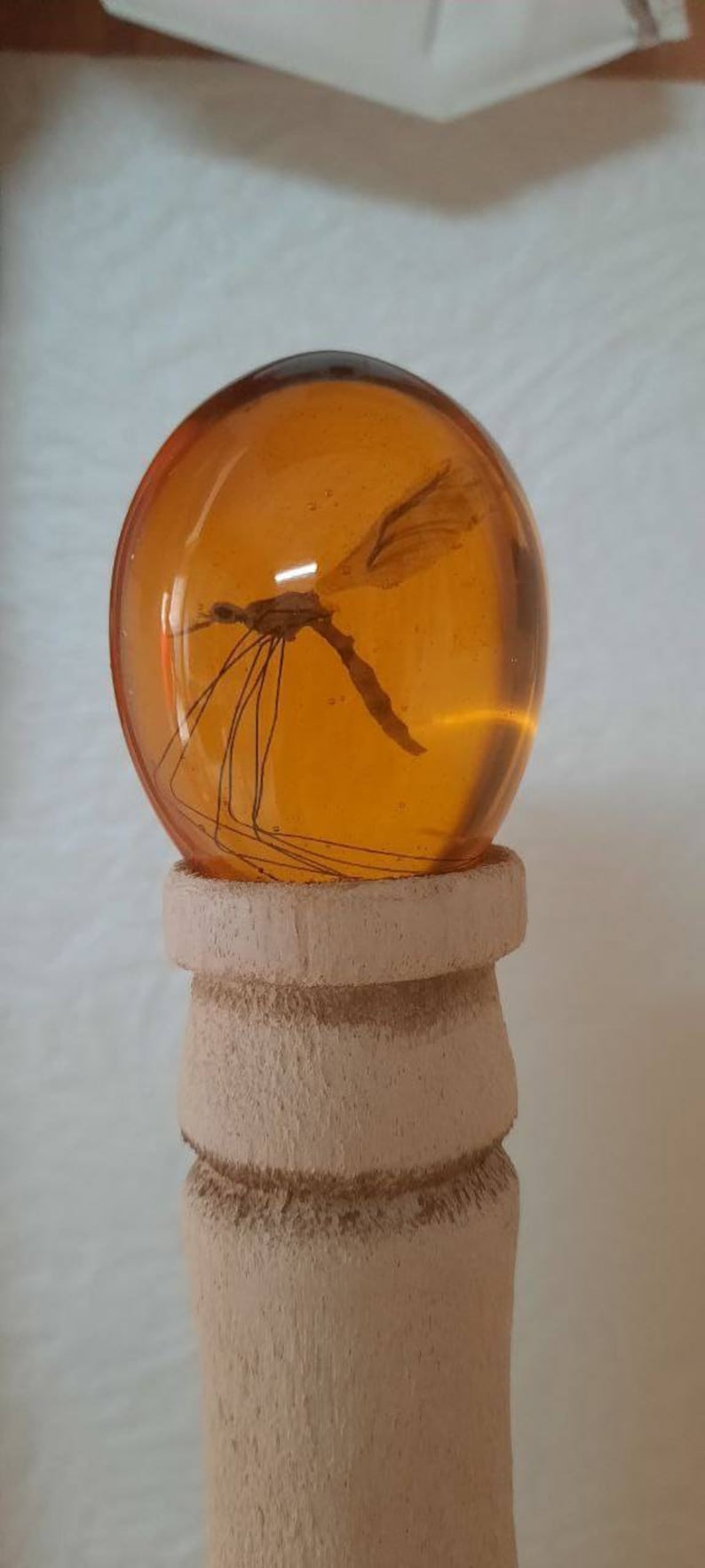 perfect and complete John Hammond cane with real and Hybrid insect in amber 3D - Jurassic Park - artisan stick in resistant HYBRID JURASSICK