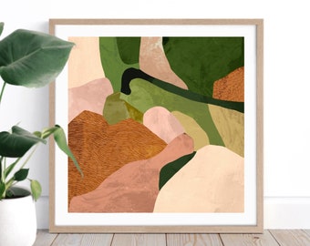 Over the hill paper print, abstract art, abstract painting, square print, Australian art, wall art, print decor, art print