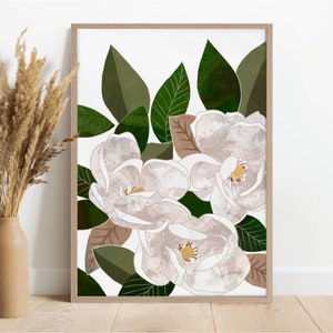 Magnolia print I, Magnolia, floral painting, abstract flower, collage, art print, wall art, flower art, print decor, A4, A3, A2, A1