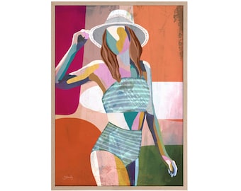 Sun kissed, Figure study, figurative art, colourful girl, figurative print, abstract figure, prints for bedroom, pink painting, art print