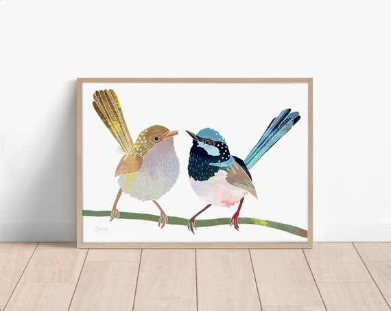 Fairywren print, bird print, superb fairy wren, bird painting, bird art, australian native, Australian bird, Australian animal, bird art