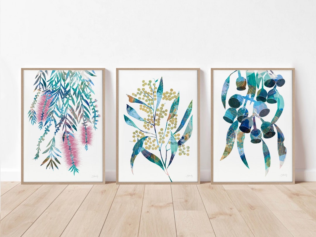 Australian Native Botanical Print Set of 3, Flower Wall Art, Living