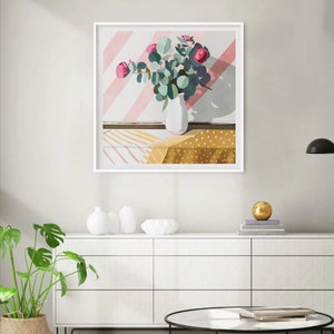 Ochre Posy, Flower vase print, botanical art, colourful flower painting, abstract flower, modern painting, wall art flower, nature, decor image 6