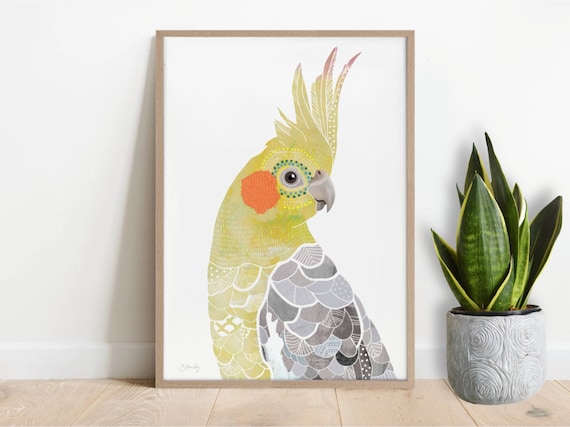 Cockatiel print, bird print, cockatiel, bird painting, australian native, Australian bird, Australian animal, bird art