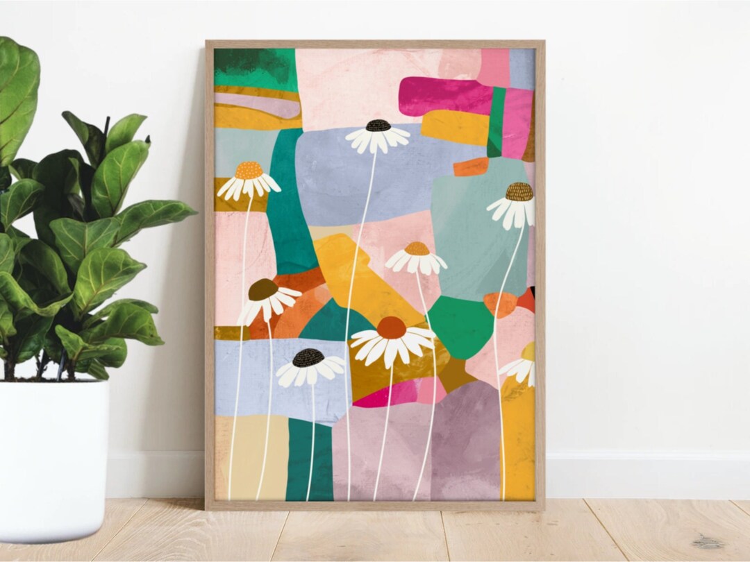He Loves Me, He Loves Me Not Portrait, Flower Art, Print, Abstract Art ...