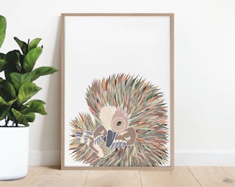 Echidna Print II, animal art, Gender neutral artwork, Australian native art, Australian animal, Australian fauna, art print, wall decor