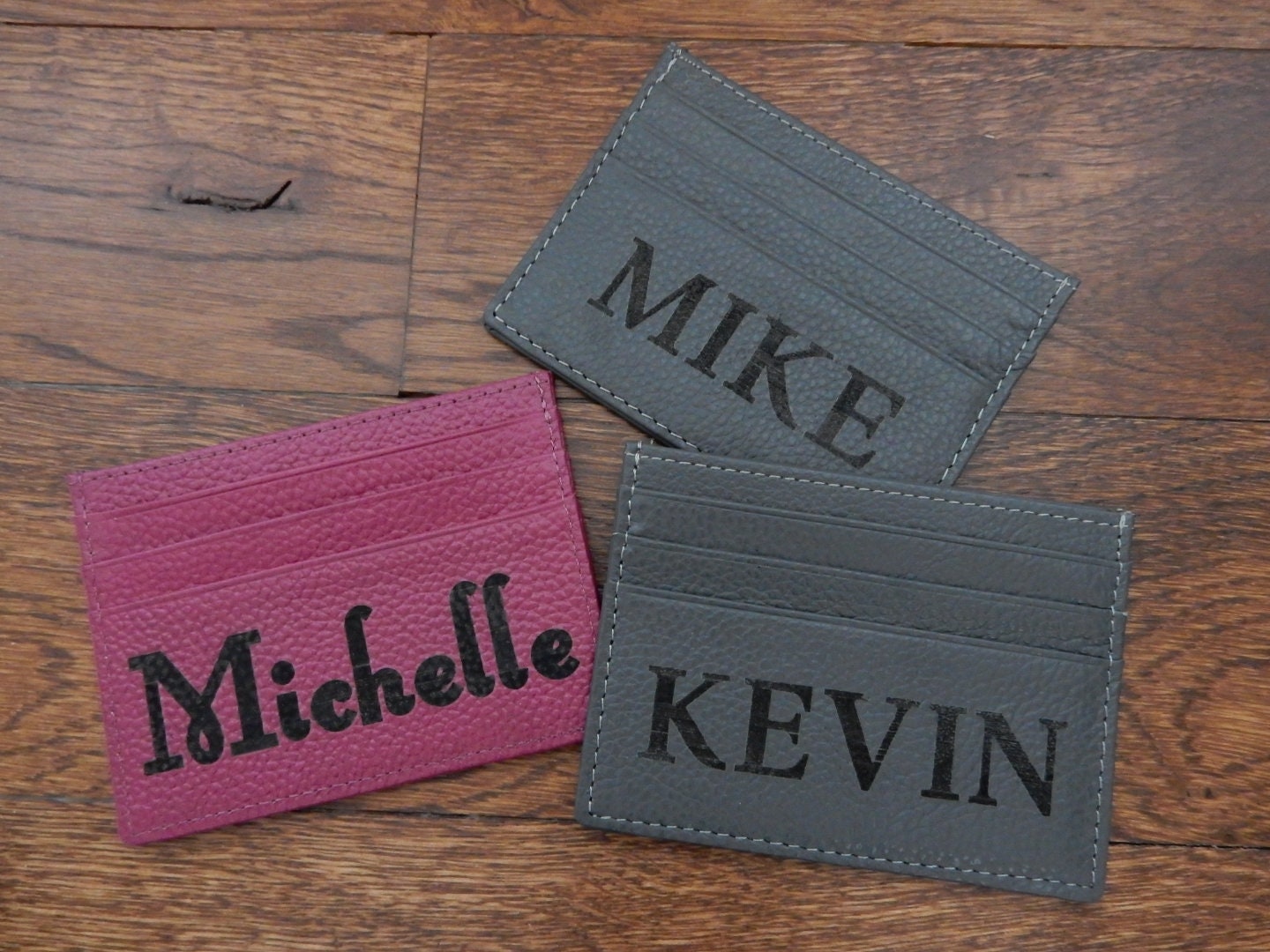 Laser Engraved Leather Credit Card Wallet or Business Card Etsy