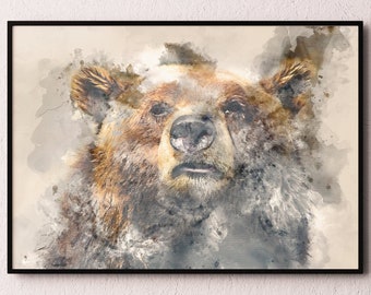 Bear Print, Woodland Animals, Grizzly Bear, Grizzly Bear Art, Animal Prints, Animal Art, Woodland Animals, Watercolour Prints, Watercolour