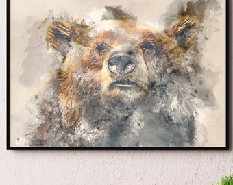 Bear Lounge Print, Woodland Animals, Grizzly Bear, Grizzly Bear Art, Animal Prints, Animal Art, Woodland Animals, Watercolour Prints