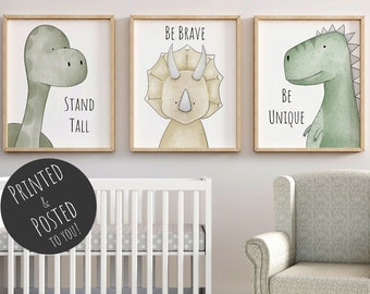 ON SALE!!!! on print process MARKED Dinosaur Nursery Print Set, Dinosaur Décor, Dinosaur T-Rex Print, Boys Room Décor, Girls Boys Wall Art