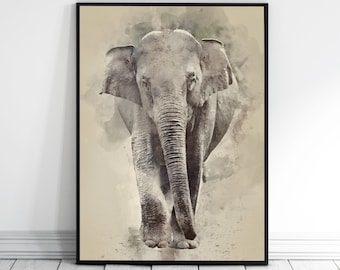Elephant Print, Elephant Lounge Wall Art, Elephant Art, Safari Print, Watercolour prints, Animal Prints, Paintings, Giclee Print, Animal Art