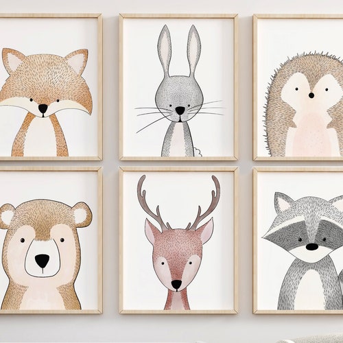 Woodland Animal Nursery Prints Nursery Decor Nursery Wall Etsy UK