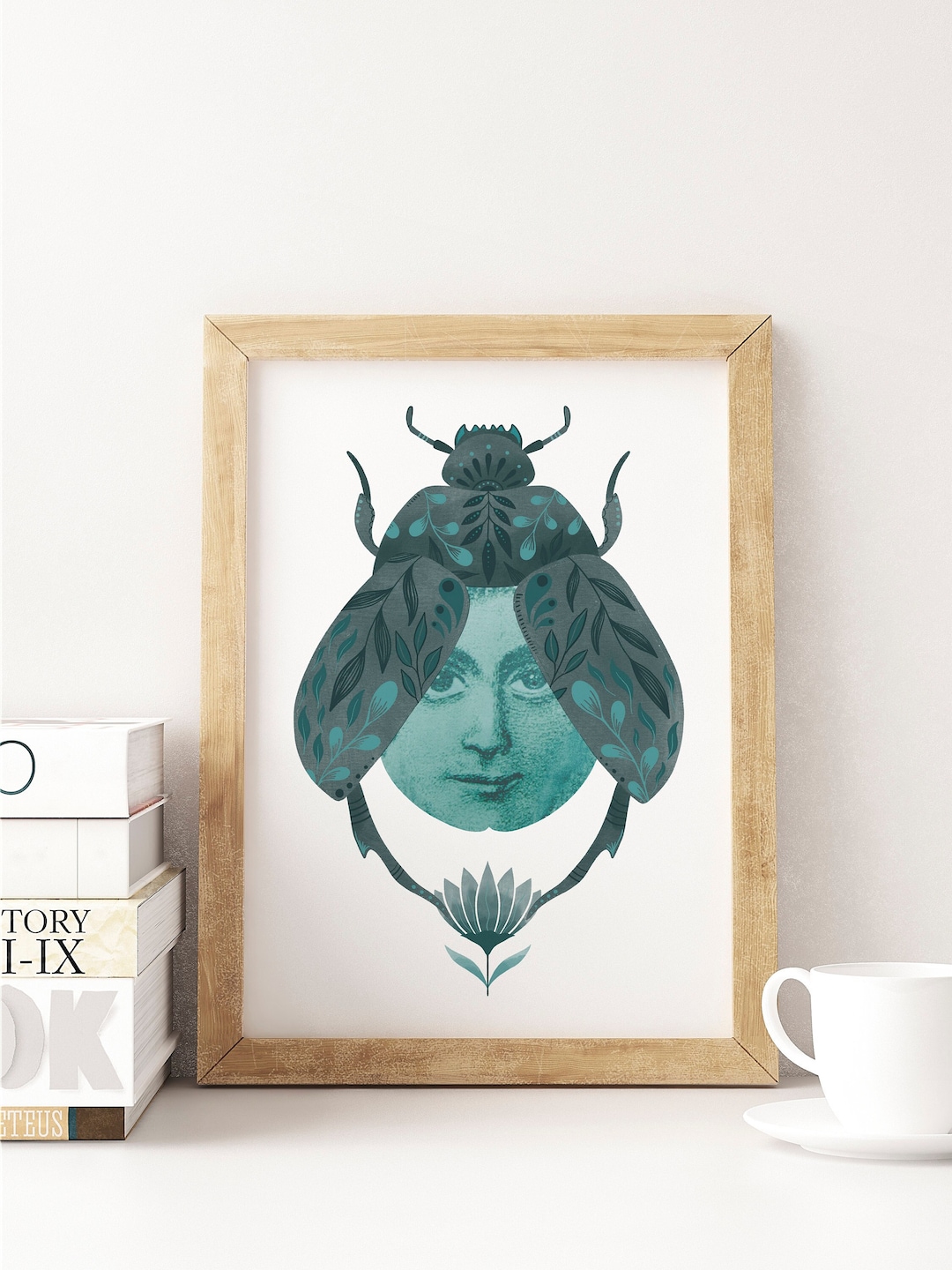 Modern Contemporary Art Print, Hand Drawn Bug Illustration Lounge Print ...