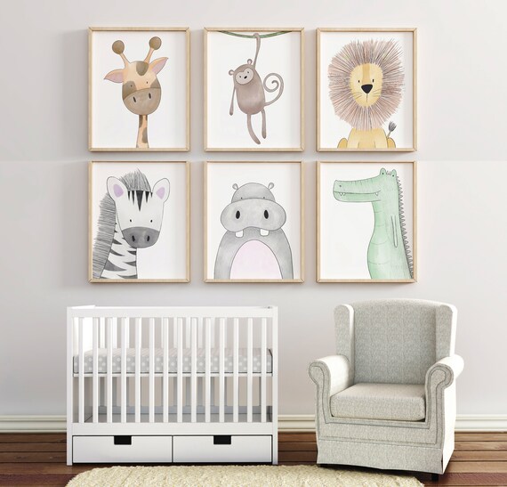 Safari Animal Nursery Prints, Jungle Nursery Art Set