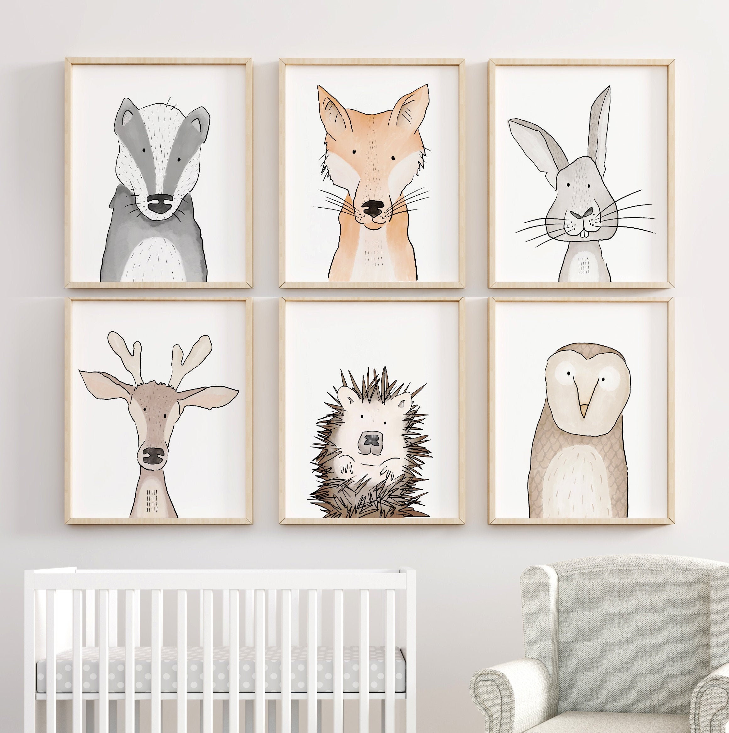 Woodland animals Nursery Decor Wall Art Nursery Prints Kids Etsy
