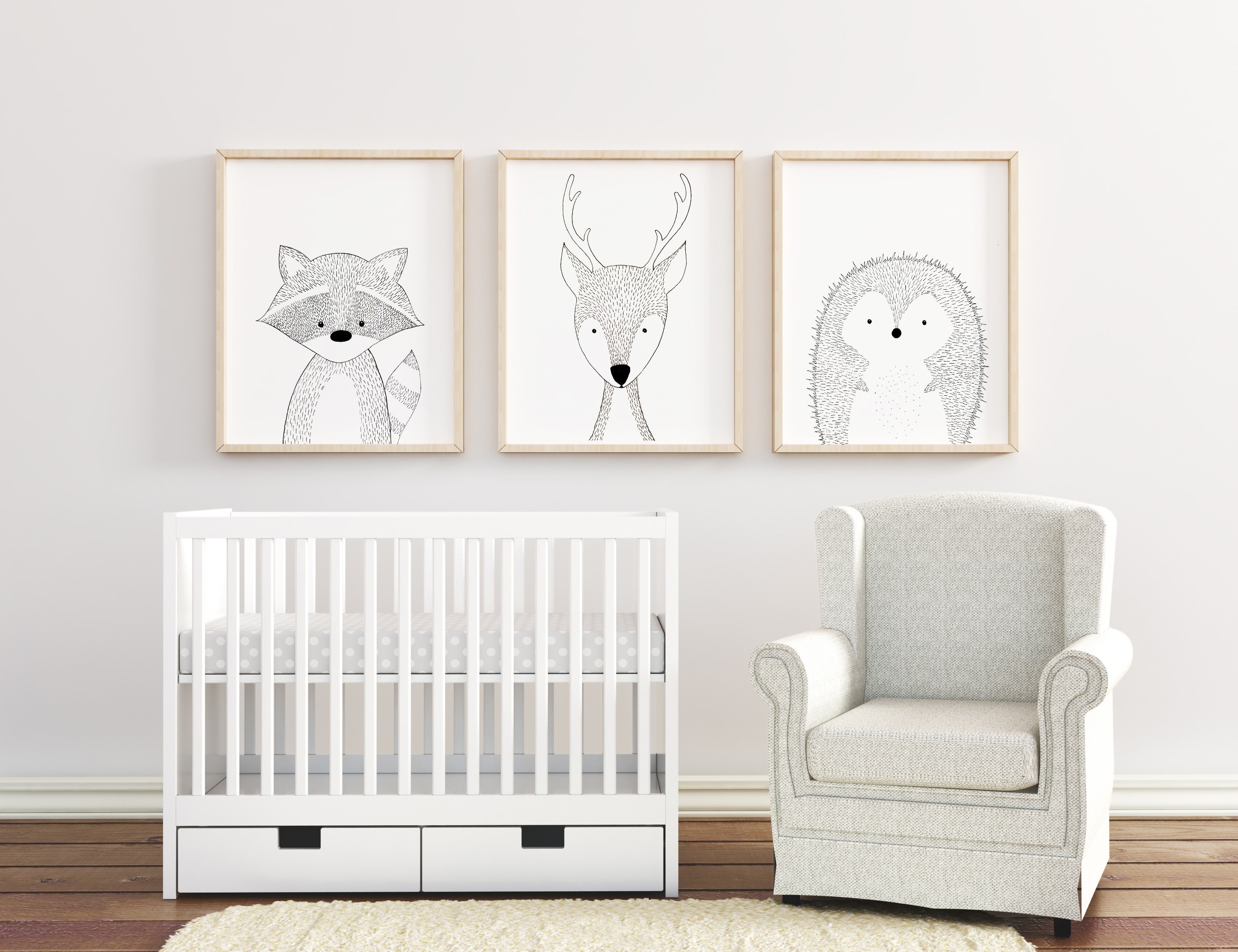 Nursery Animal Print Set Nursery Animal Art Nursery Etsy