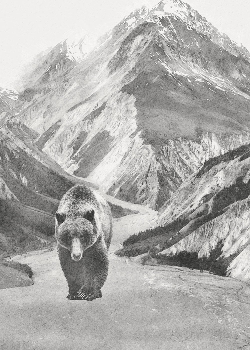 Bear Mountain Landscape Print Set Bear Wall Art Mountain | Etsy