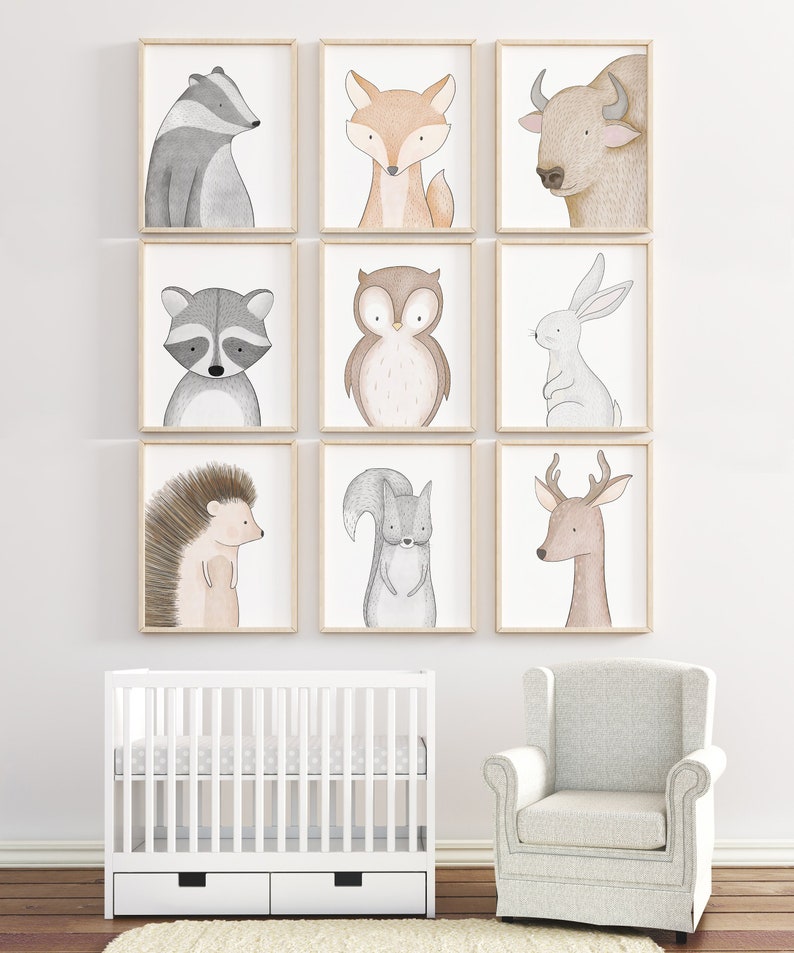 Woodland Animals Nursery Decor Wall Art Nursery Prints Kids Etsy UK