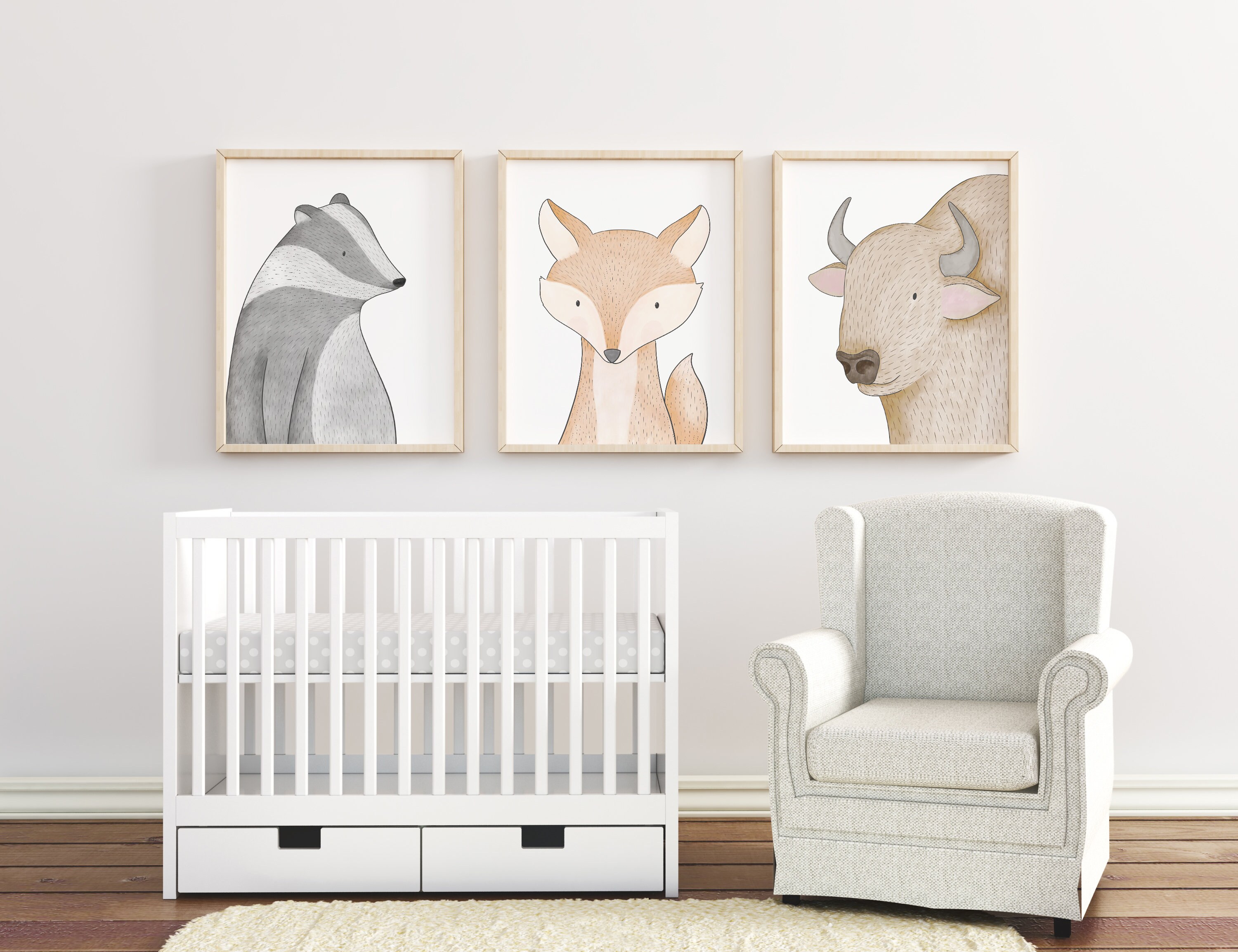 Woodland animals Nursery Decor Wall Art Nursery Prints Kids Etsy