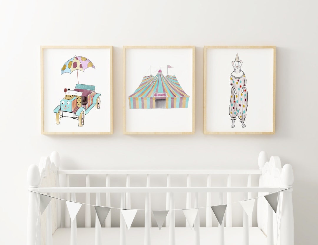 Circus Nursery Art Prints, Animal Nursery Wall Art, Nursery Print Set ...