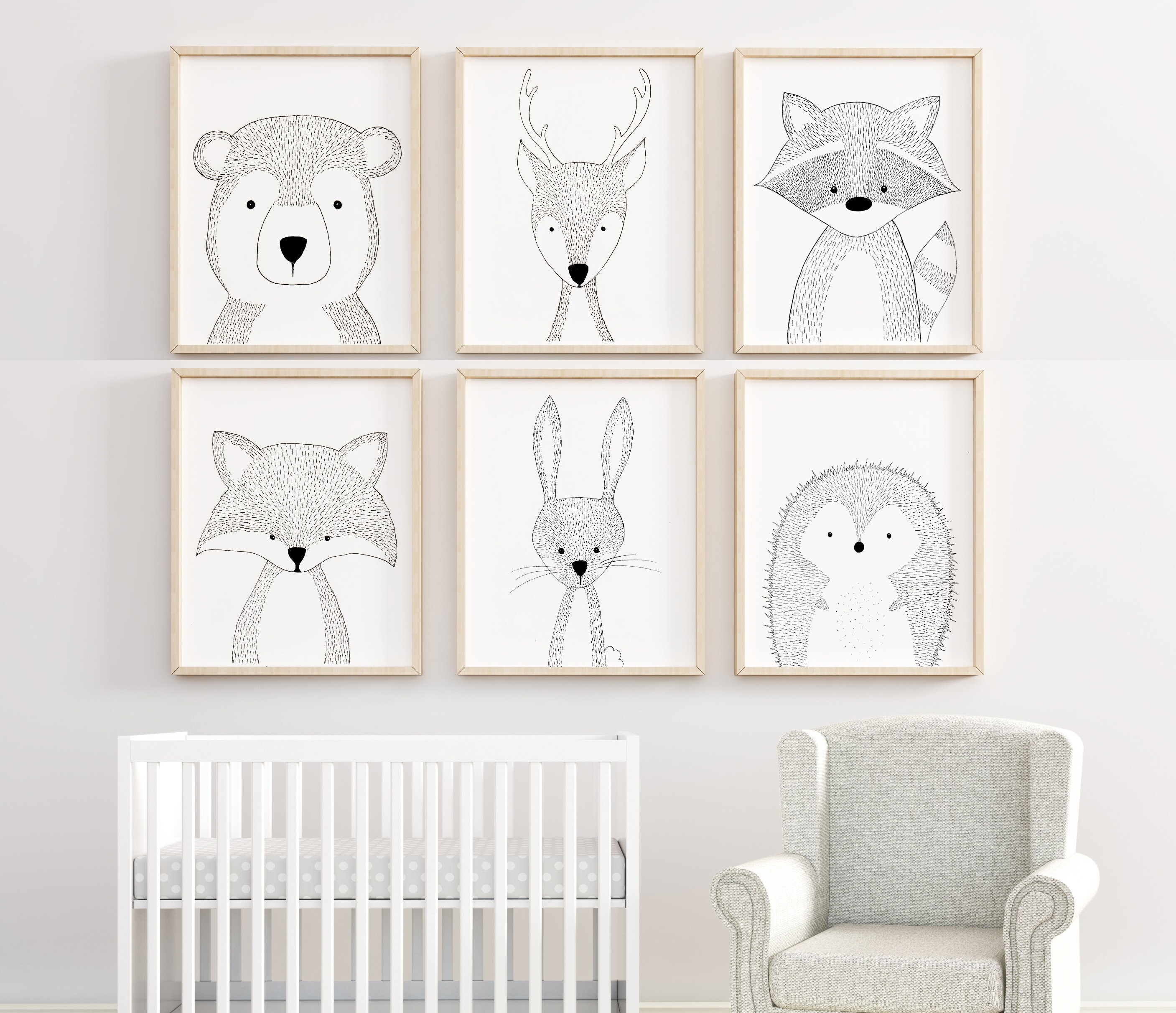 Nursery Animal Print Set Nursery Animal Art Nursery Etsy
