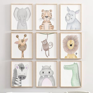 Safari Nursery Prints, Animal Nursery Wall Art, Nursery Print Set, Peekaboo Nursery, Safari Animal, Safari Nursery, Nursery Picture Posters