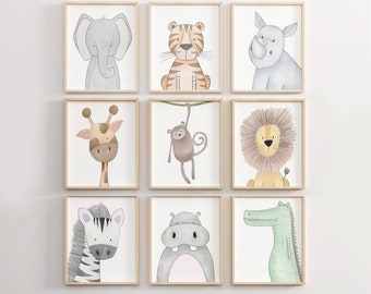 Safari Nursery Prints, Animal Nursery Wall Art, Nursery Print Set, Peekaboo Nursery, Safari Animal, Safari Nursery, Nursery Picture Posters