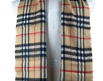 Vintage Burberry Scarf - 90s Nova Check Wool Cashmere Muffler