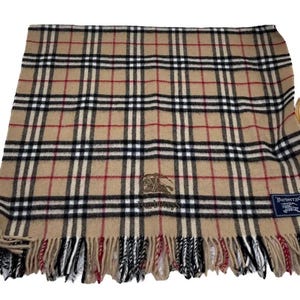 Vintage Burberry Brown Nova Check Wool Big Scarf Muffler, Fashion Designer Wraps, Luxury Accessories, Retro 90s