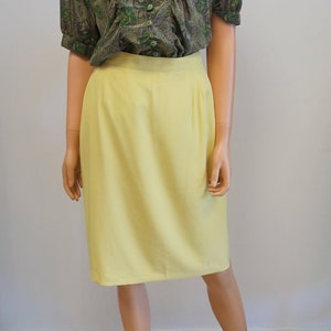 yellow pencil skirt, vintage elegant yellow vintage pencil skirt, large size