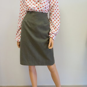 wool pencil skirt, vintage bottle green woolen skirt, midi skirt, size L XL