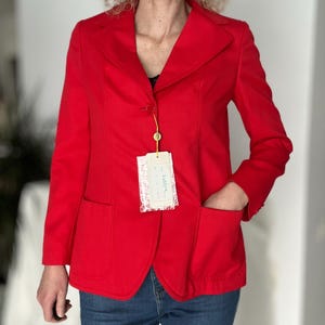 red wool blazer jacket, deadstock italian vintage jacket, buttons jacket, small size blazer