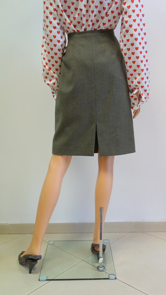 wool pencil skirt, vintage bottle green woolen sk… - image 8