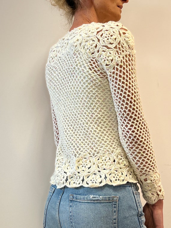 openwork handmade sweater with cute buttons, rose… - image 9