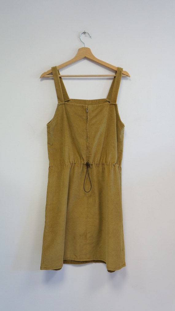 corduroy dress, vintage beige brown, bib dress, m… - image 2