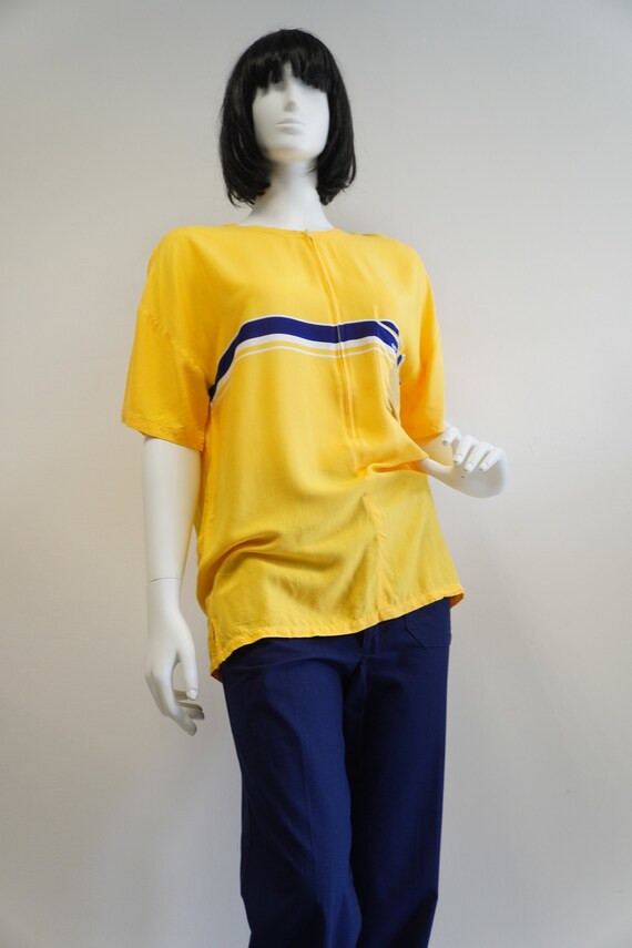 Hom vintage yellow 100% viscose italian shirt blo… - image 5