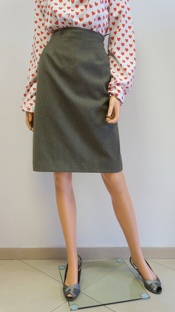 wool pencil skirt, vintage bottle green woolen sk… - image 4
