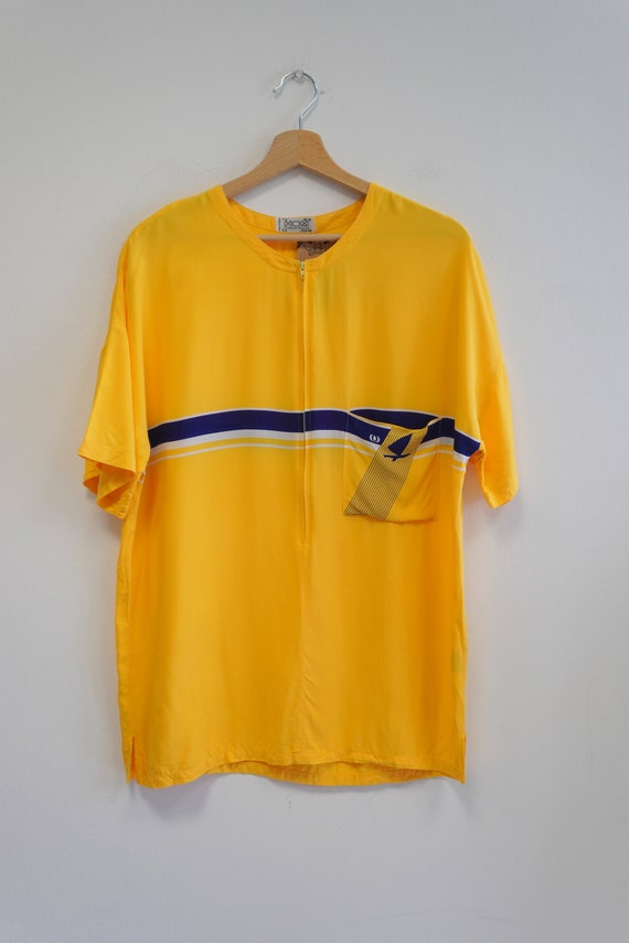 Hom vintage yellow 100% viscose italian shirt blo… - image 7